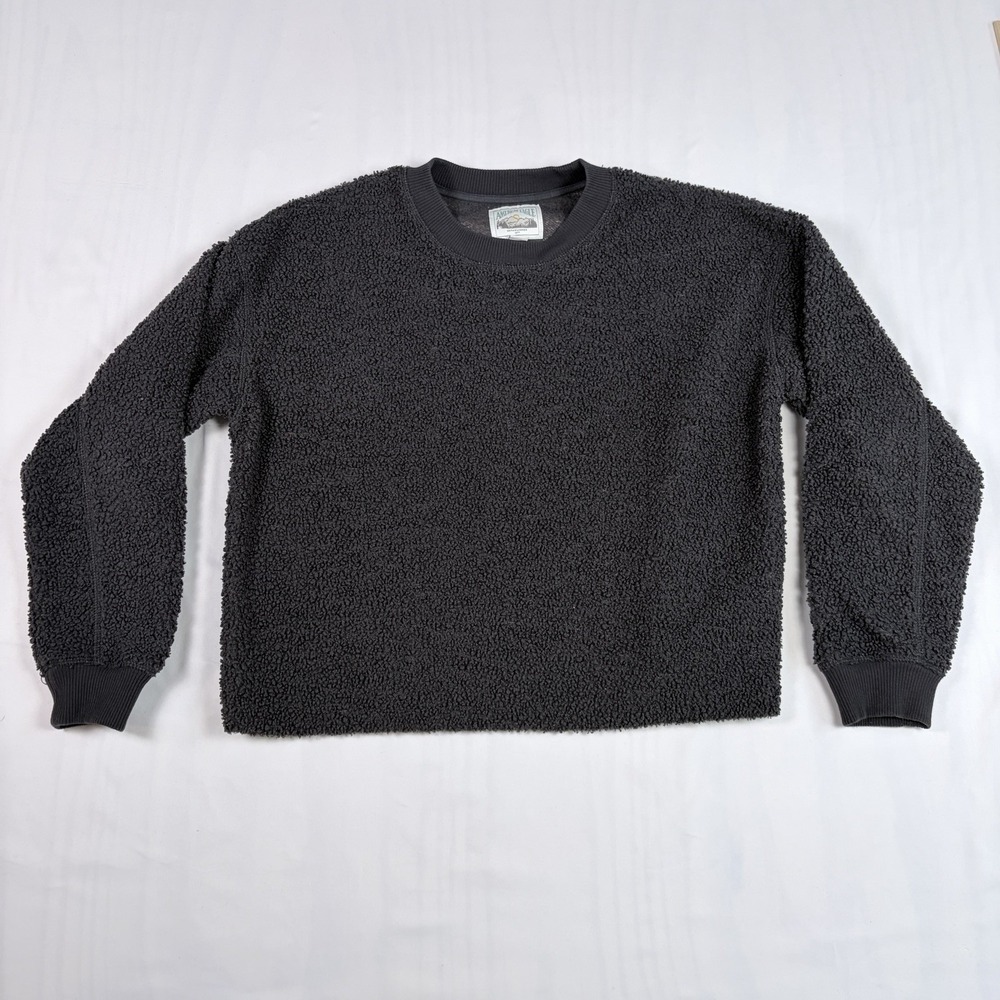 American Eagle Y2K Premium Cozy Cabin sweatshirt Sherpa Gray Sz XS W Oversized
